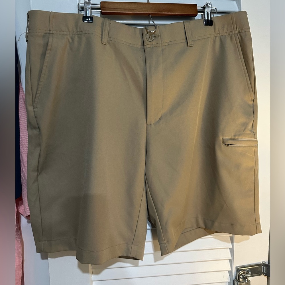 Haggar Men's Flat Front Tan Shorts